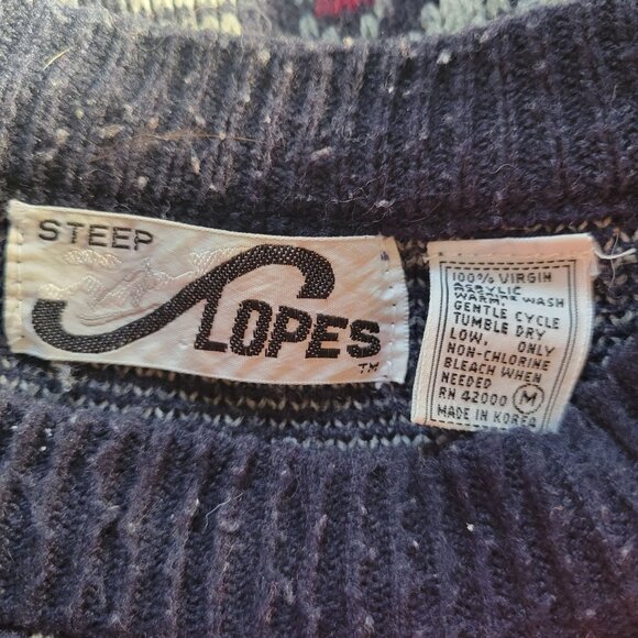 Vintage Steep Slopes Wool Blend Nordic Sweater Mens Medium - Picture 2 of 5